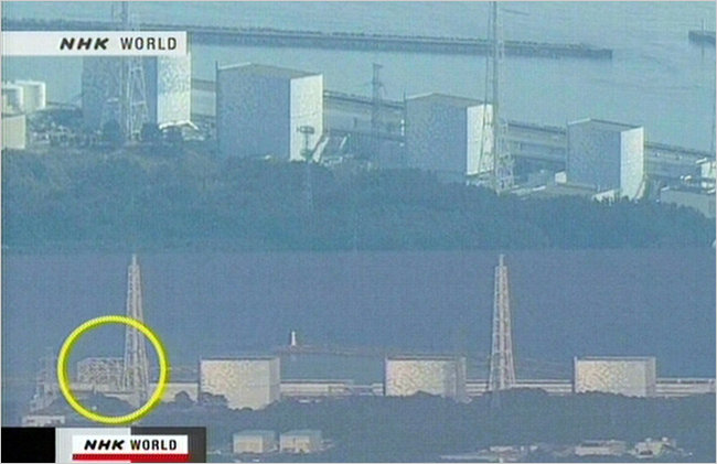 before/after photos of exploded reactor containment bldg at 
Fukushima