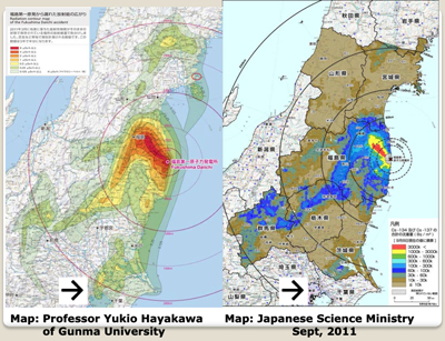 Maps: Prof. Yukio Hayakawa of Gunma Univ AND Japanese Science Ministry Sept 2011