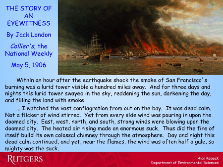 Smoke over San Francisco after 1906 earthquake