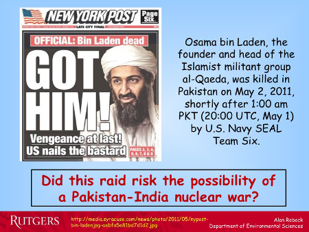 Did US raid in Pakistan to get bin Laden risk possibility of Pakistan-India Nuclear War?