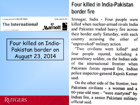 Four killed on India-Pakistan border on August 23, 2014
