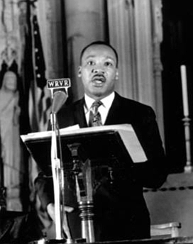 Martin Luther King speaking at Riverside Church in NYC, 4 April 1967