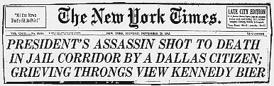NYT headline - President's Assassin Shot To Death
